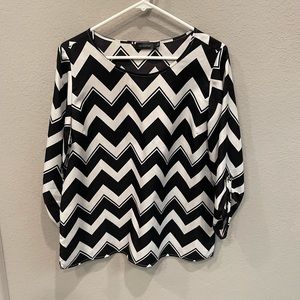 EUC The Limited size large chevron striped black and white dress shirt.